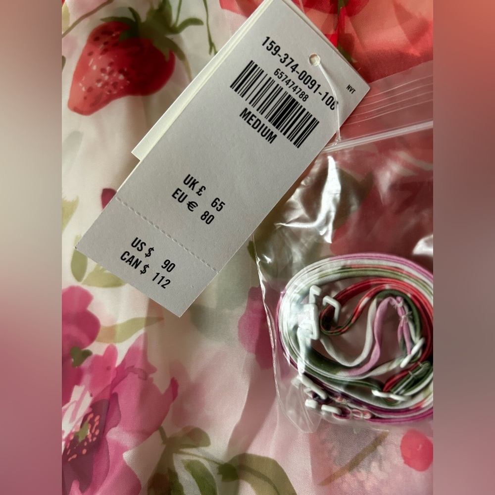 NWT Abercrombie Organza Tiered Strapless Dress - Floral Print - Picture 4 of 6